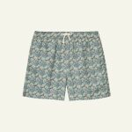 SHORT DE BAIN À FLEURS KAKI