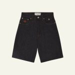 Raw denim baggy shorts