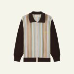 Brown Pinstrips Zipped Cardigan