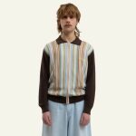Brown Pinstrips Zipped Cardigan – Image 2
