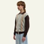 Brown Pinstrips Zipped Cardigan – Image 3