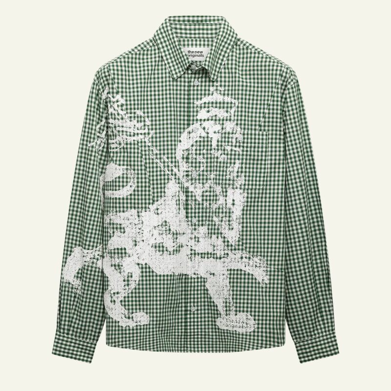 1-42.png Lion Button Shirt Green – Image 1